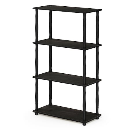 Furinno 18034EX-BK Turn-N-Tube 4-Tier Multipurpose Shelf Display Rack with Classic Tubes - Espresso & Black 18034EX/BK